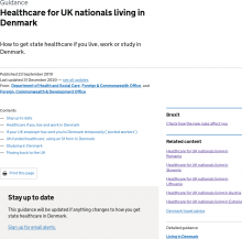 Healthcare for UK nationals living in Denmark [Updated 31st December 2020]
